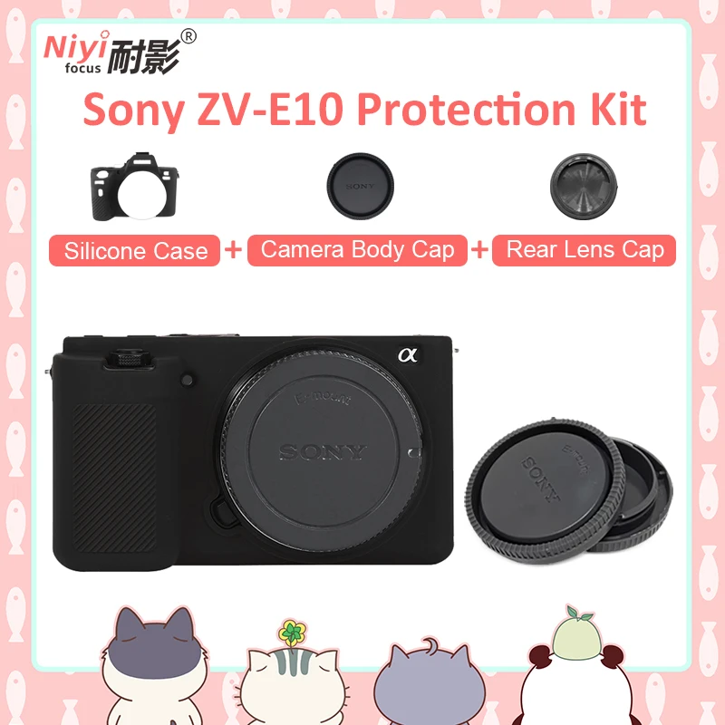 Soft Silicone Case Cover Camera Bag for Sony ZVE10 Camera Accessories With Camera Body Cap Lens Rear Cap Protect kit Sony ZV-E10