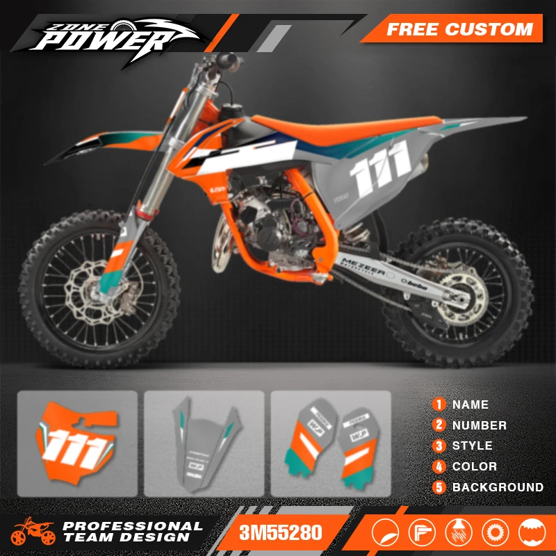 Powerzone Racing Custom Graphics Sticker Sheet Kit for KTM SX85 SX 85 2018 2019 2020 2021 2022 2023 2024 23