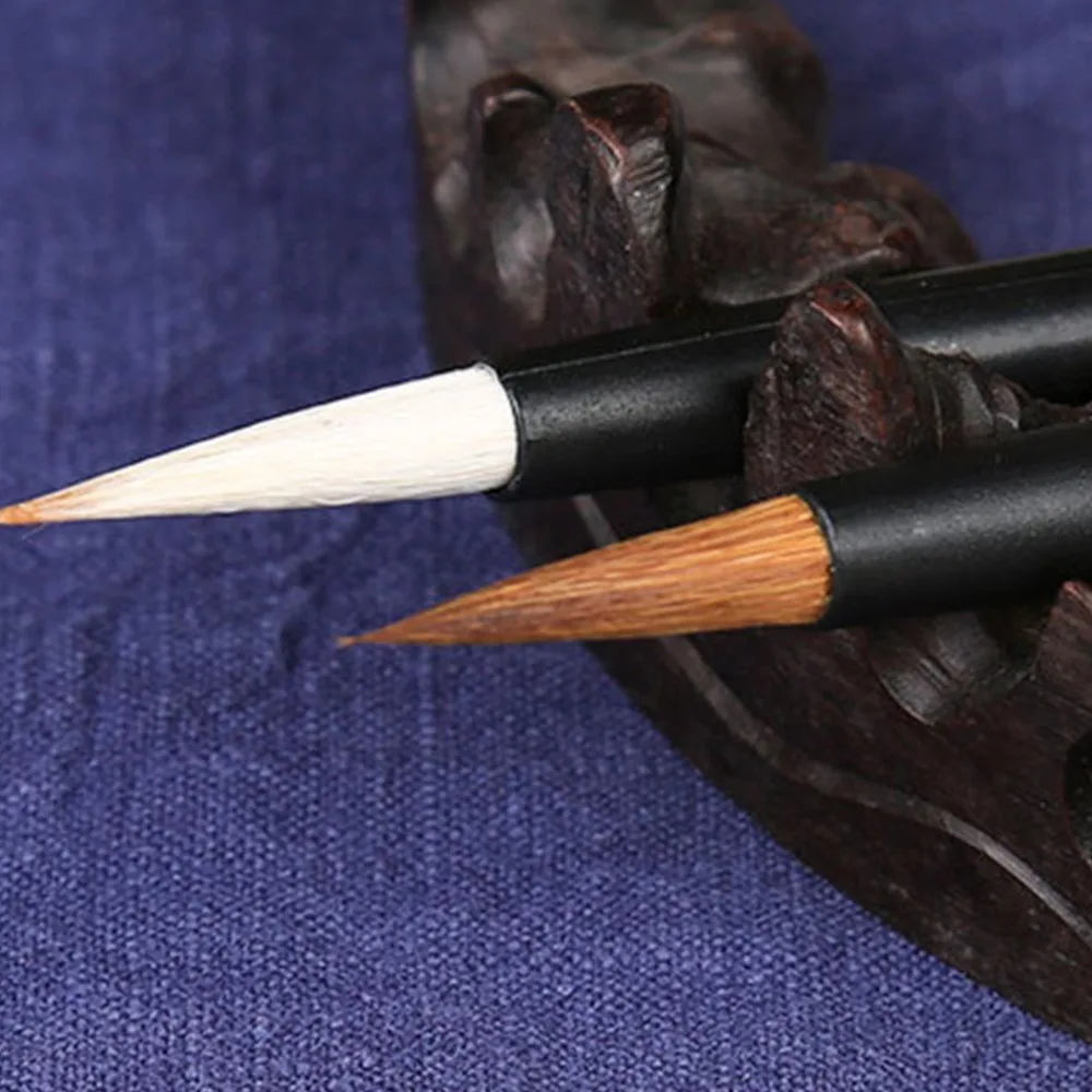 2PCS Mini Tip Chinese Calligraphy Brush Nylon Hair Smooth Ink Retention Beginner Practice Brush Beginner Friendly