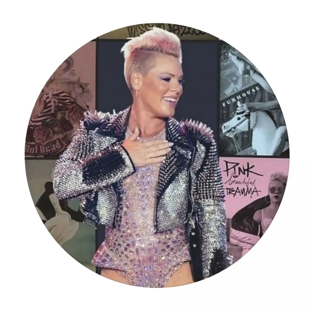 Pink P!nk Cool Singer Country Music Waterproof Round Tablecloth Oilproof Table Cloth for Kitchen Events Dining Table Cover