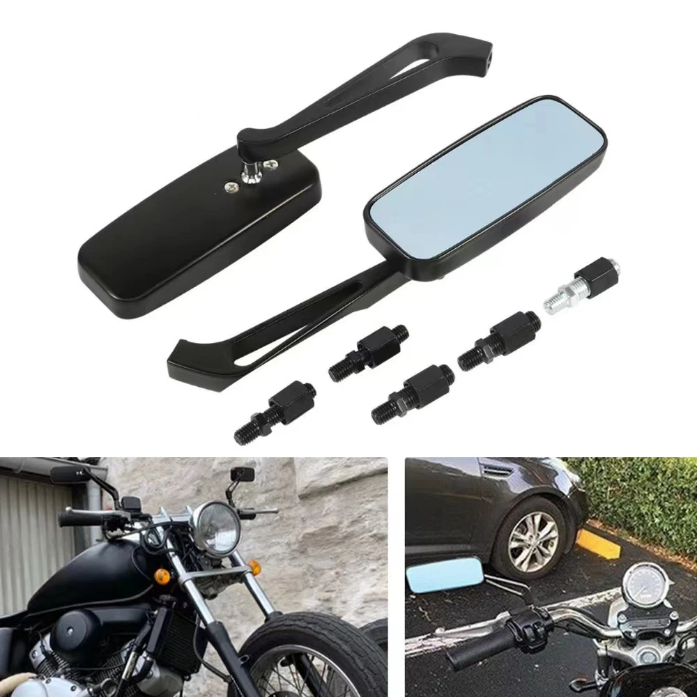 Universal Seite Spiegel Mobike Zubehör Motorrad Lenker Rückspiegel Rechteck Schwarz Quadrat Rauch Blau Glas 8mm/10mm