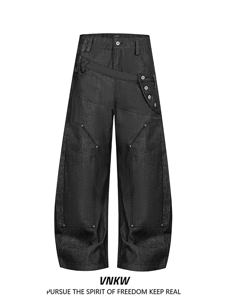 Calças Jeans Masculinas de Perna Larga Estilo Americano Cor Original Cleanfit High Street para Mulheres Outono Inverno Vintage