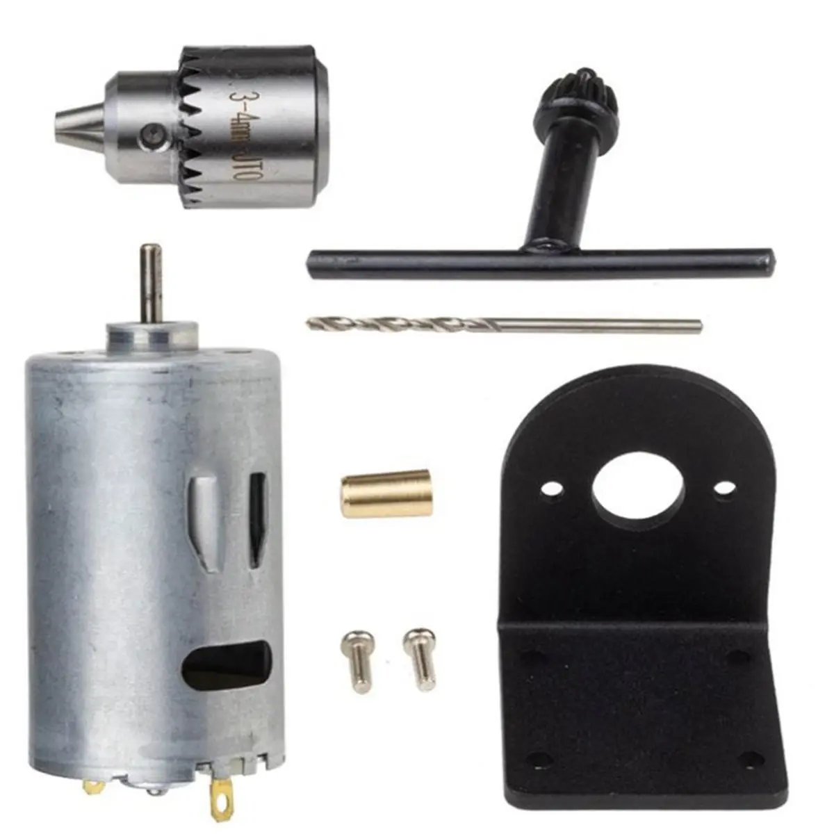 

0.3-4mm DIY Small Tools 555 Motor Mini Drill Set JT0 Chuck with Miniature Manual Chuck and Assembly Tool Set