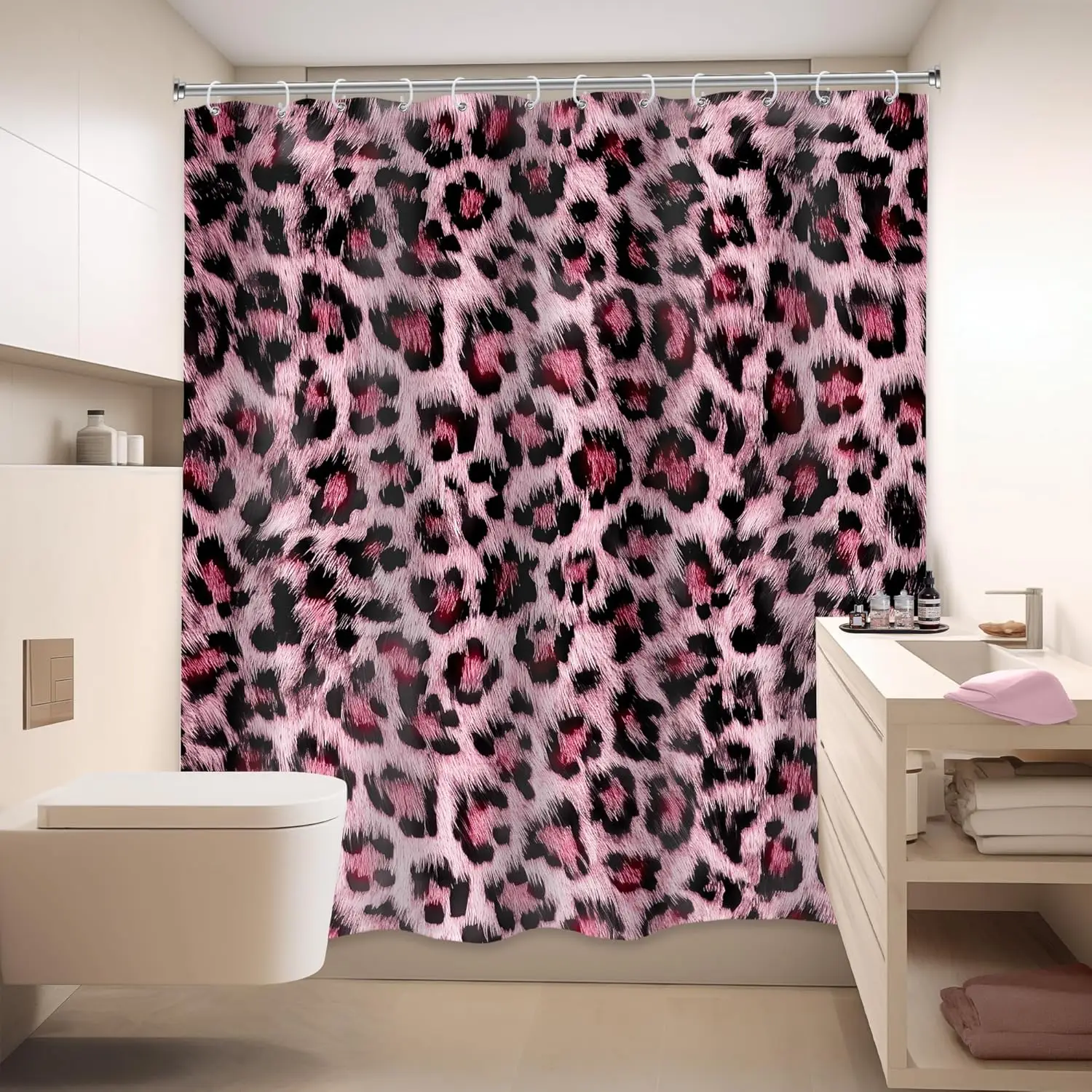 

Занавеска для душа с леопардовым принтом, дюймовый узор из кожи дикого сафари, мощный гепард, кошка, пантера, черный, коричневый мех, Wil