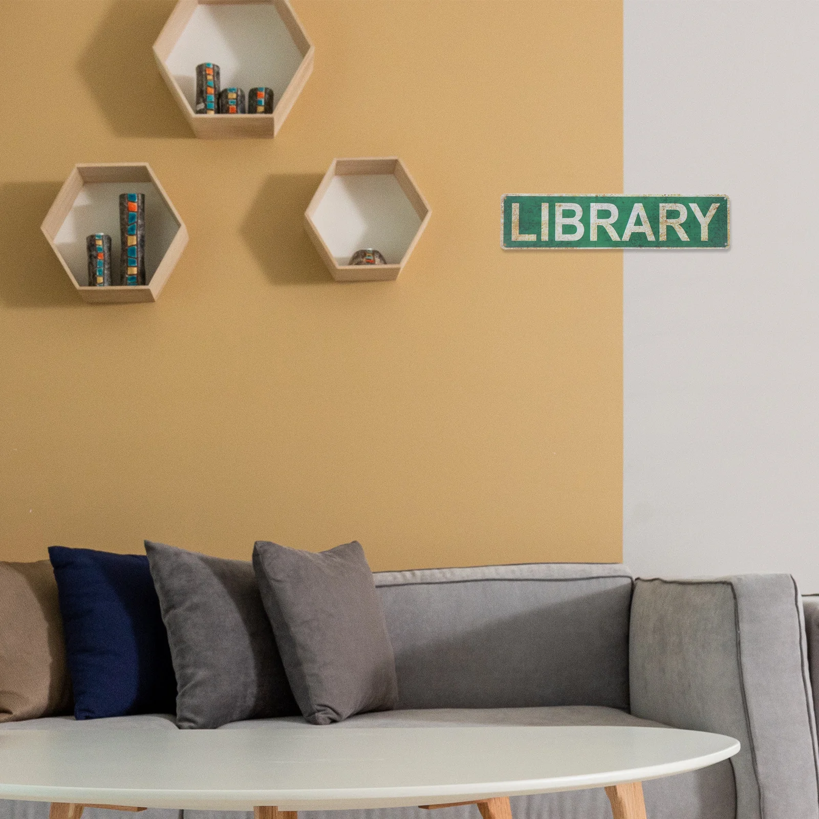 

Vintage Tin Library Sign Plaque Decor Books Art Home Library Outdoor Reading Room Book Lovers Garage Cafe