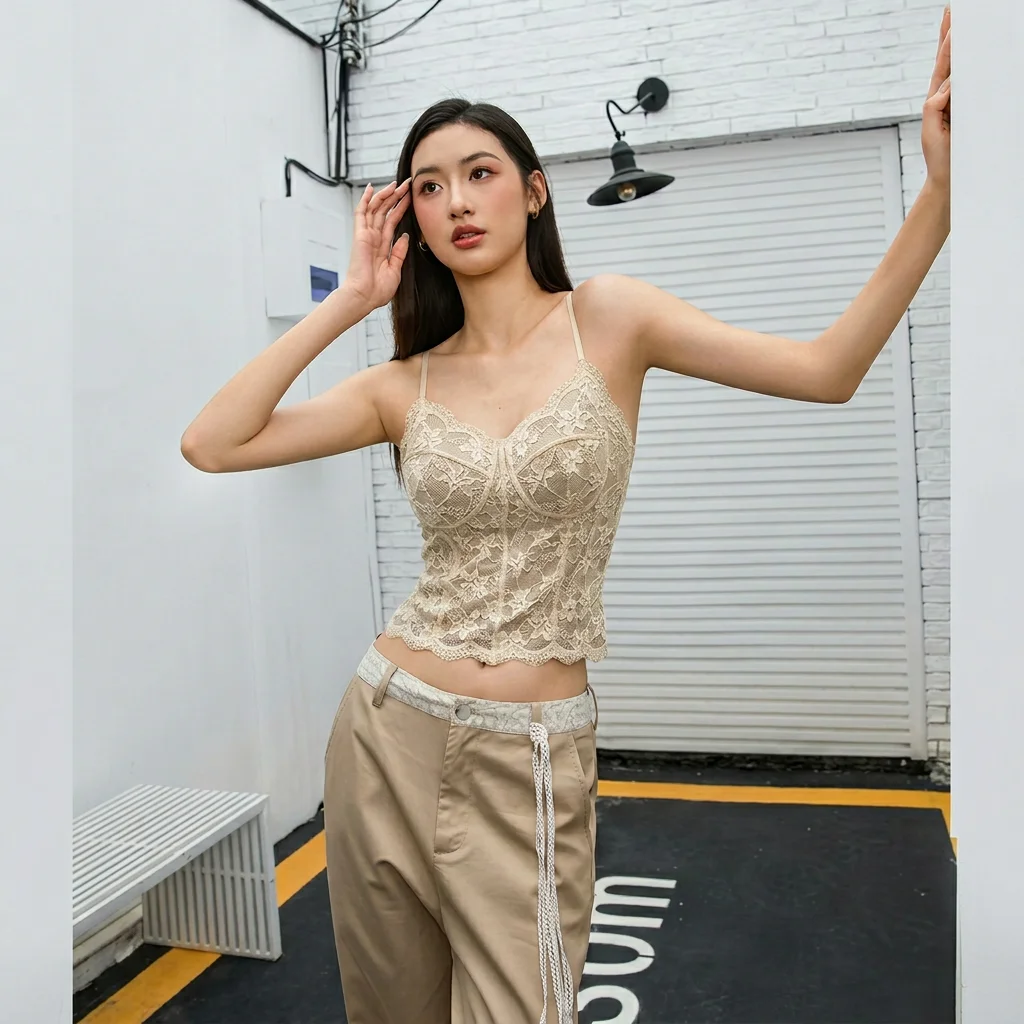 Wireless Slimming Camisole V-Neck Camisole With Chest Pads Adjustable Strap Camisole Wire-Free For Commuting Trench Coats