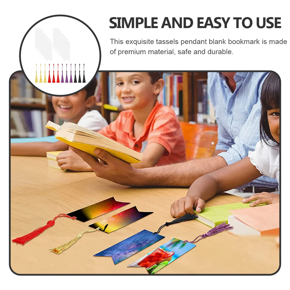 

12Sets Acrylic Bookmarks Tassels Pendant Bookmark DIY Decor for Home Office Library Acrylic Bookmark Blanks Tassel Bookmarks