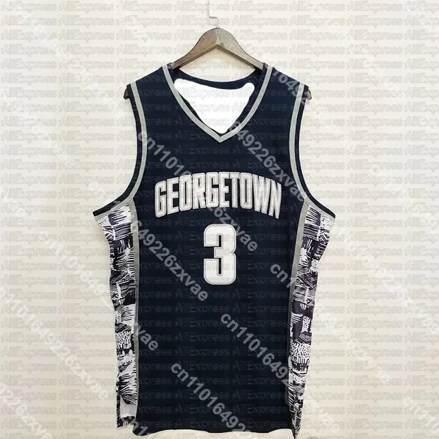 

Basketball Jersey Shirt Men 3 Iverson Georgetown Hoyas Athletic Sports Embroidery High Street Hip Hop Breathable Sportswear