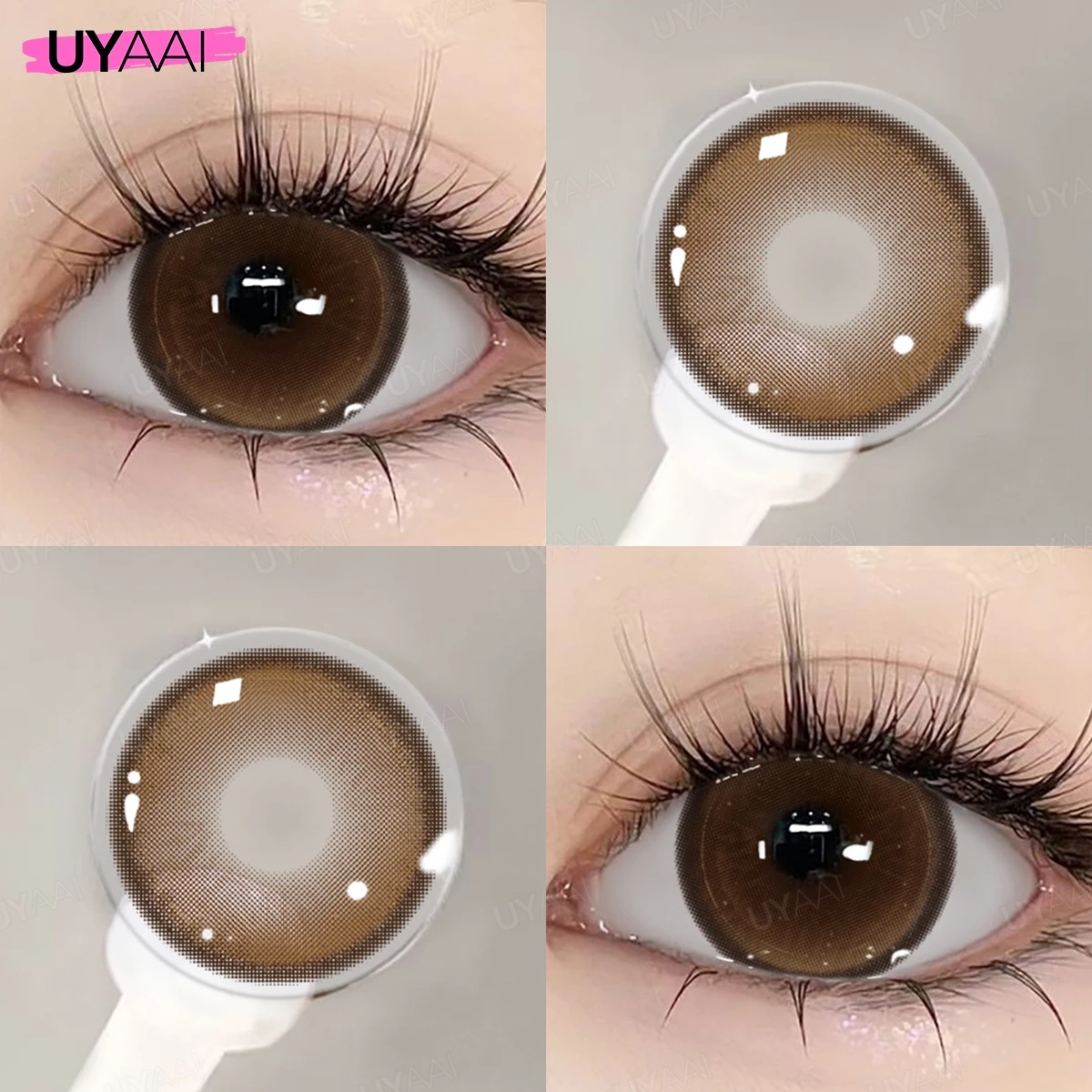 UYAAI Schwarze Linsen mit großem Durchmesser, 14,2-14,5 mm, farbige Kontaktlinsen für die Augen, große Augenlinsen, natürliche braune Linsen – Detail 21