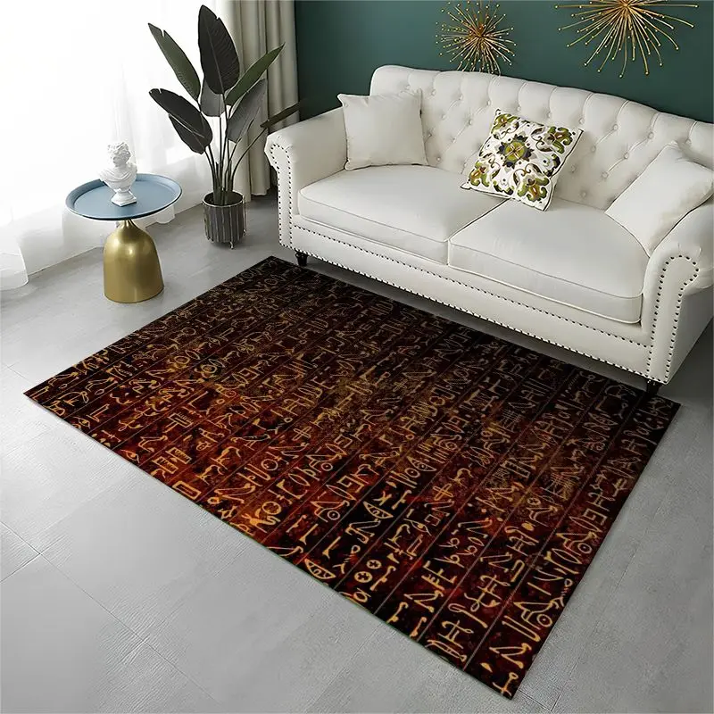 Retro Egyptian Mural Hieroglyphics Symbol Area Rug Non-slip Carpet for Bedroom Living Room Sofa Doormat Home Decor Floor Mat