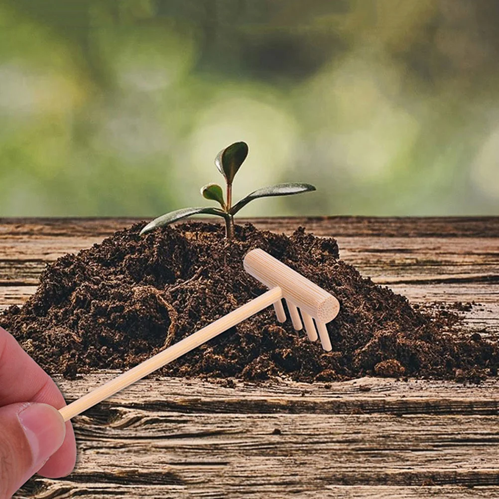 

6 шт., набор инструментов для бамбуковых песочных грабли для садовой песочницы, миниатюрный набор для сгребания, декор для фермерского дома, аксессуары для пейзажного лотка «сделай сам»