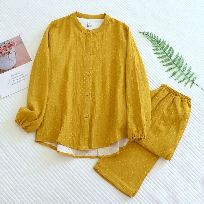 2023 New Women's Pajamas Set Cotton round Neck Short Sleeve Sleepwear Comfortable Home Clothes Autumn Spring Seasonal Wear