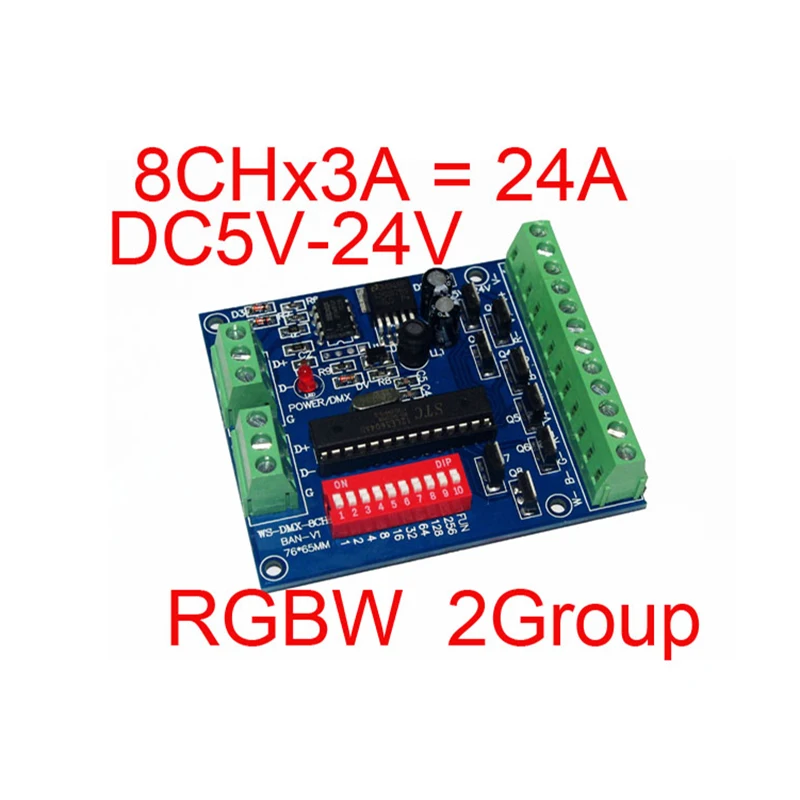 8ch Easy 8Channel 2 Groepen Dmx512 Dimmer Controller Led Decoder Voor Rgbw Strip Lights DC5V-24V Constante Spanning