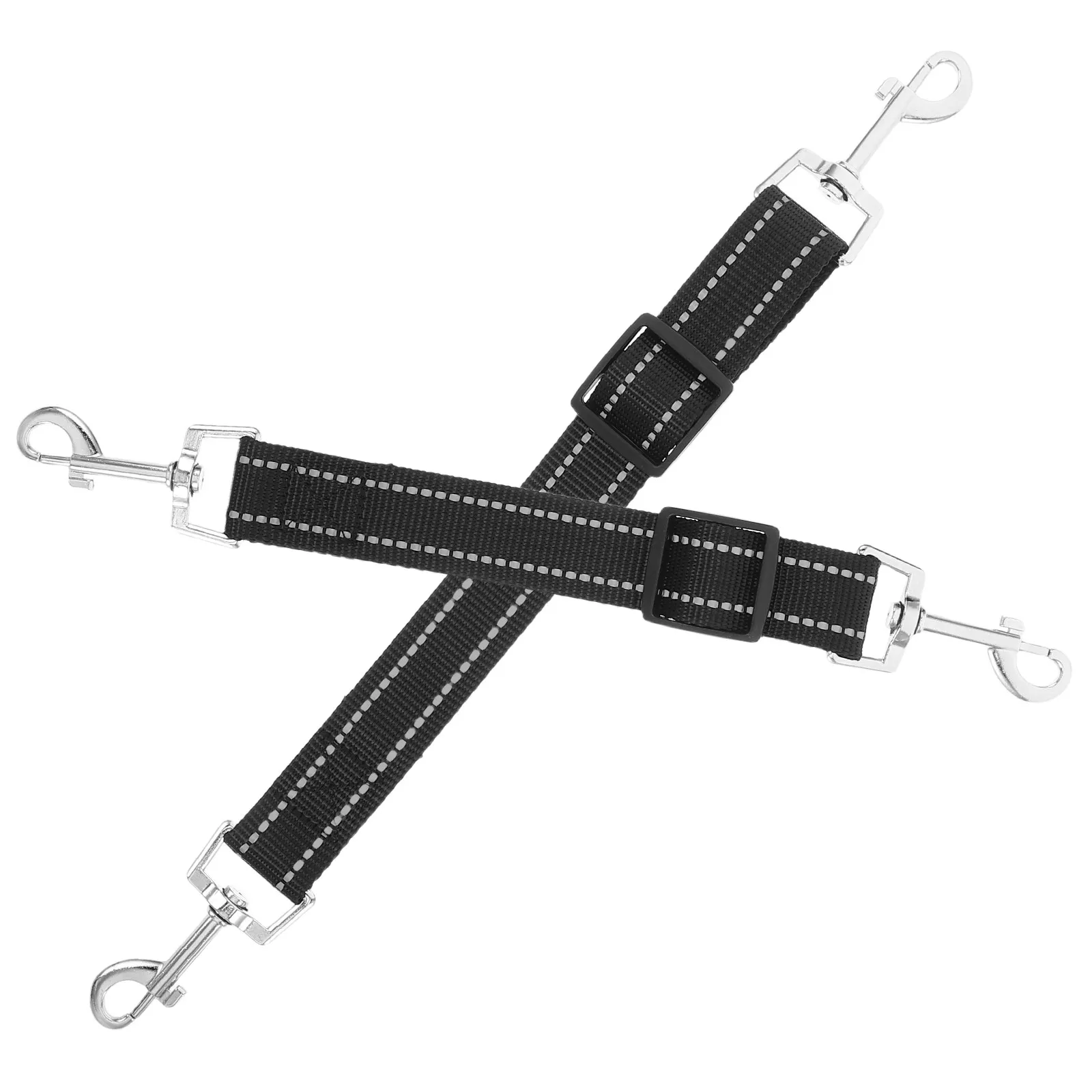 2Pcs Pet Leash Extension Nylon Dog Collar Connector Adjustable Safety Clip Quick Release Tangle-Free Backup Lead for Harness