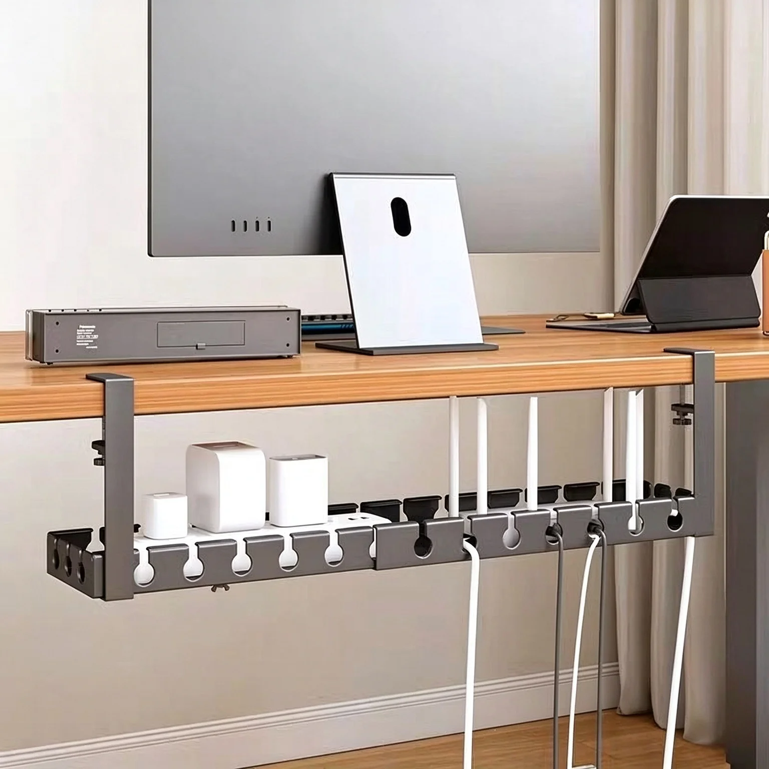 Undertable cable organizer no drilling power cable rack cable cable sorting box cable storage, desktop wiring tool socket