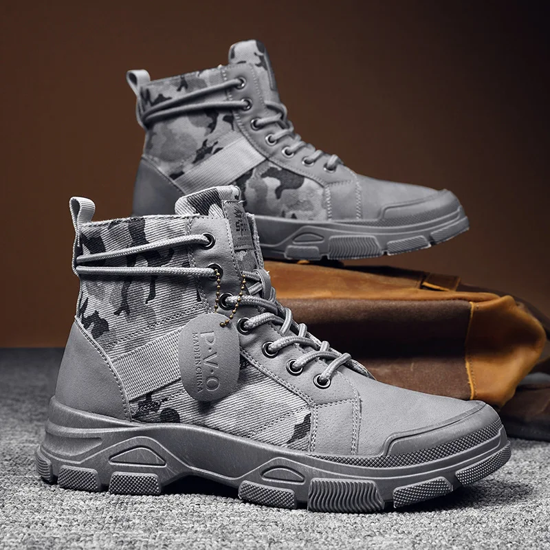 Boots for Men Autumn New Camouflage Desert Boots High-top Sneakers Non-slip Work Shoes for Men Buty Robocze Meskie