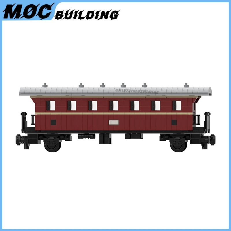 MOC Building Blocks City Train 2nd Class Passenger Coach Model Railway Wagons DIY Assembly Bricks Creative Collection Toys Gifts