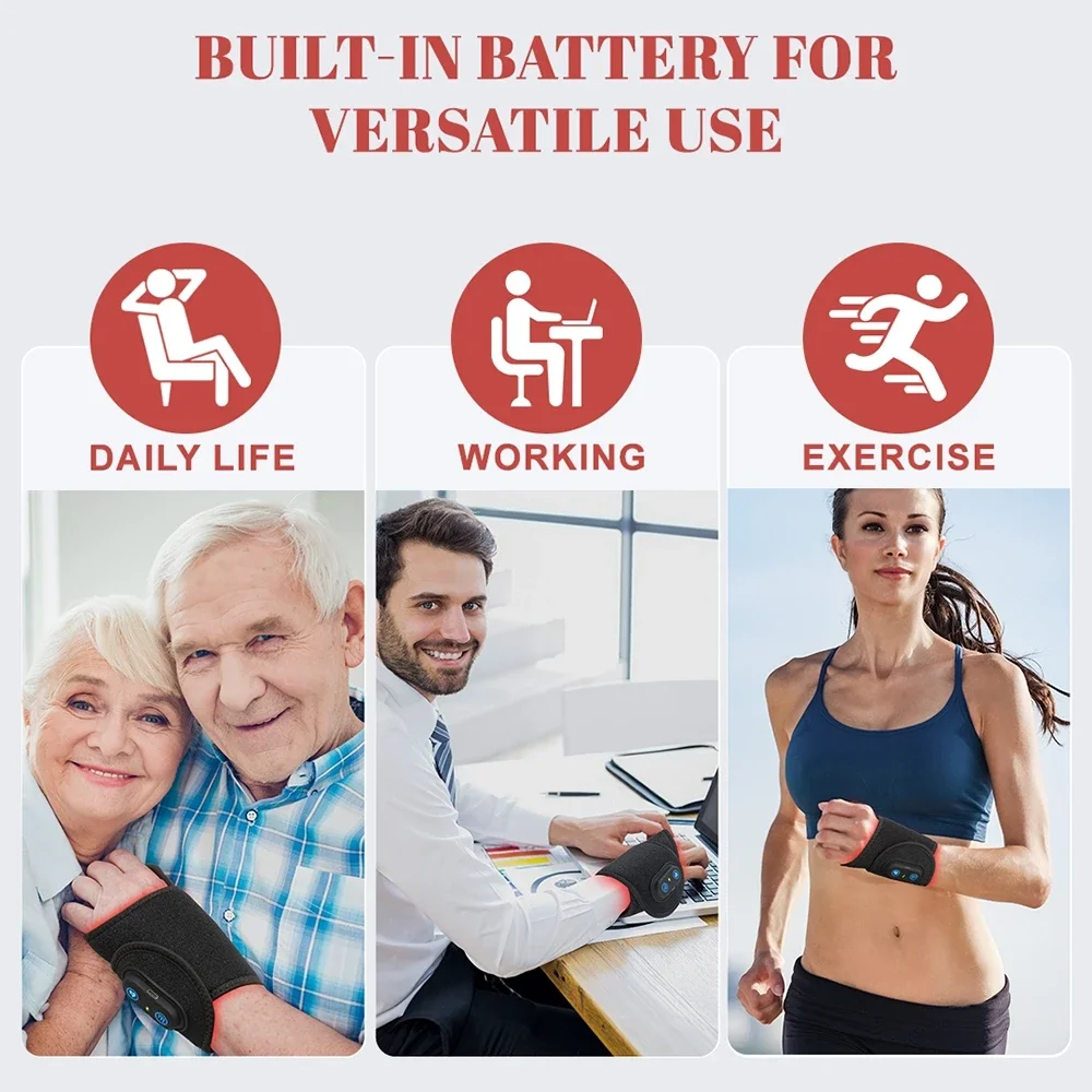 Red Light Therapy Wrist Strap Wireless Rechargeable Relieves Pain Tenosynovitis 660nm For Office Worker 850nm Wrist Belt Ankle