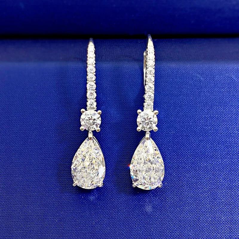 

Water Drop Diamond Dangle Earring 100% Real 925 sterling silver Wedding Drop Earrings for Women Bridal Promise Jewelry Gift