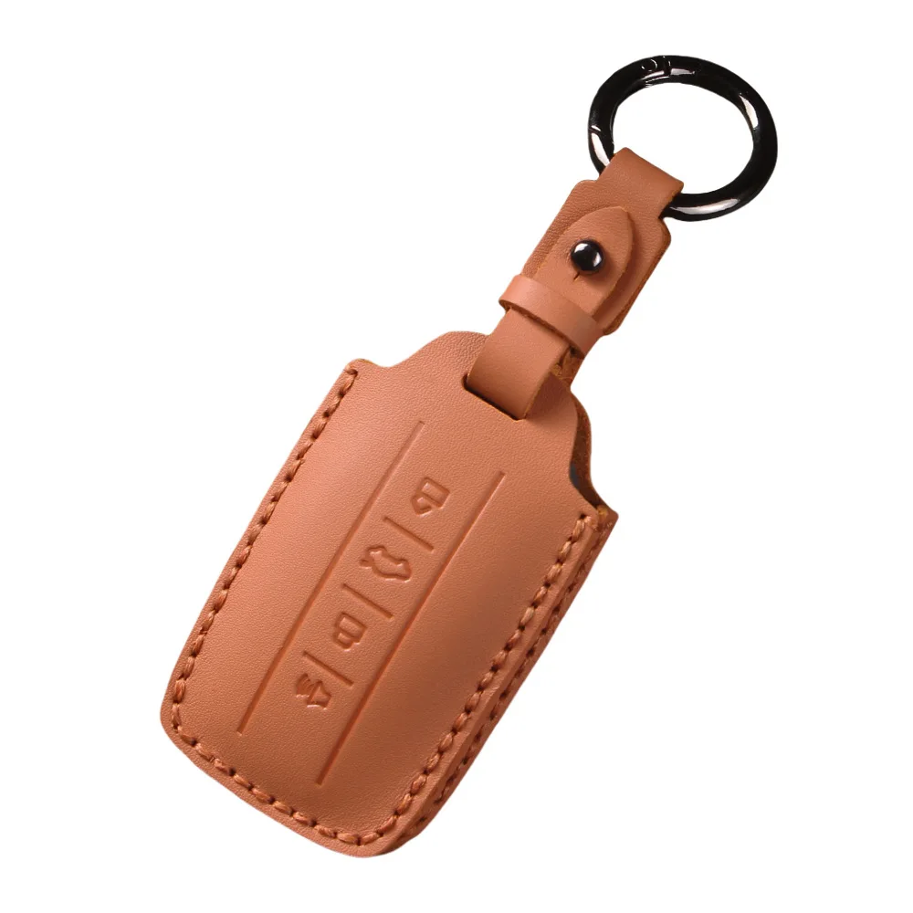 Genuine Leather Car Key Case Cover Shell Protector Fob Holder for Great Wall Wey Tank 300 Accessories Keychain
