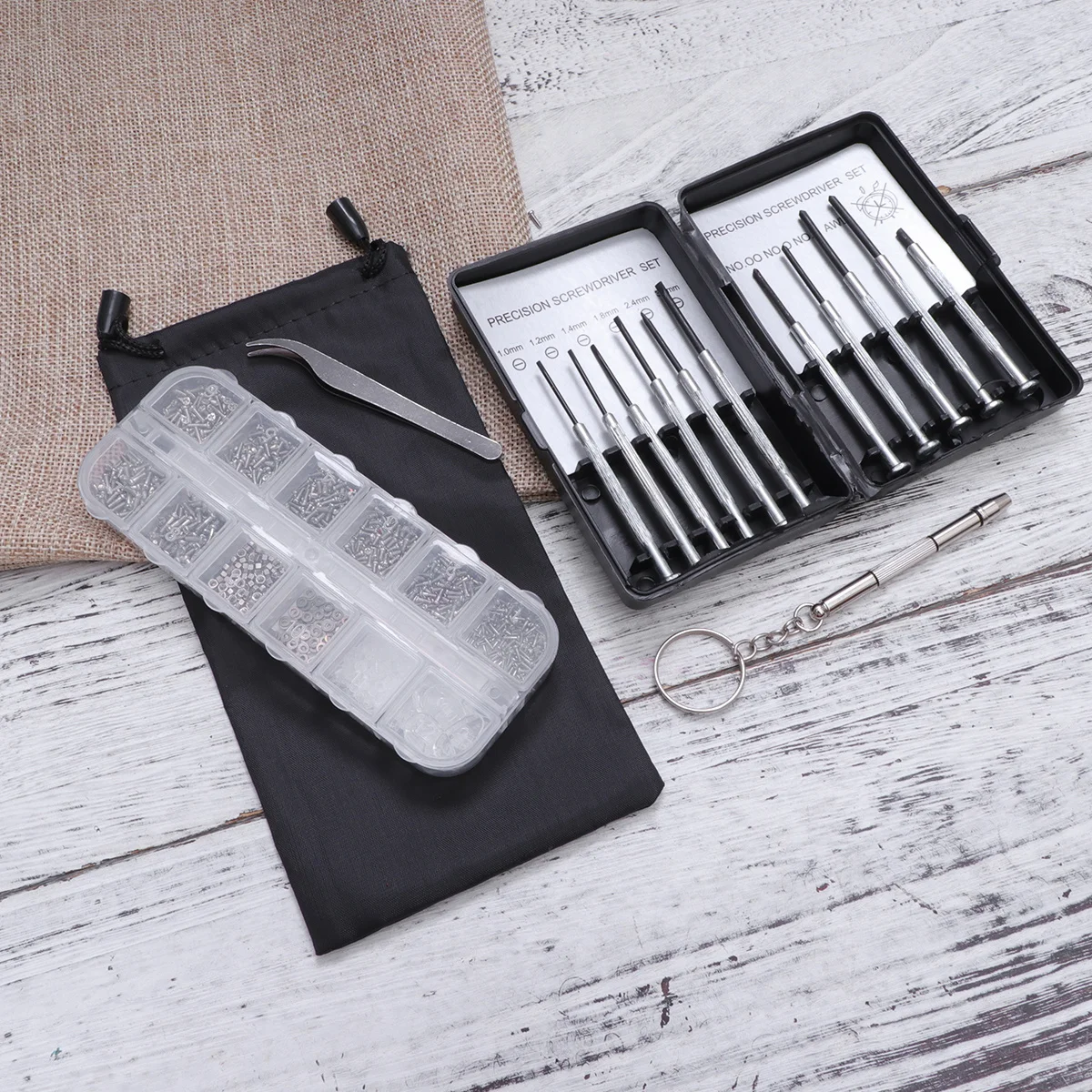 

1Set Eyeglass Repair Kit Screws Micro Screwdriver Tweezers for Glasses Sunglasses Watches Jewelry Repair Tool Set