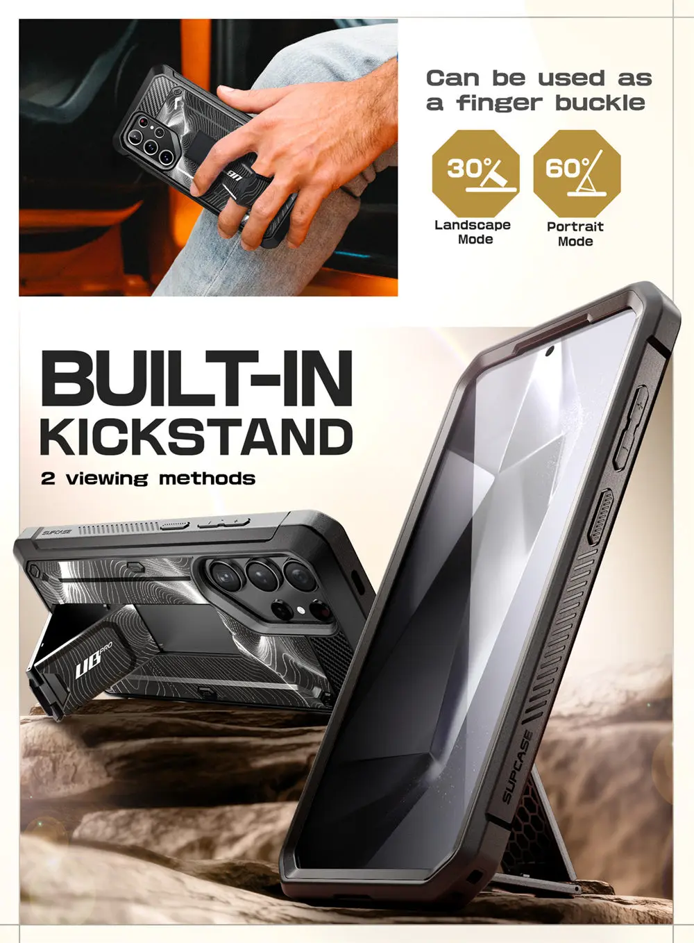 For Samsung Galaxy S24 Ultra Case 2024 SUPCASE UB Pro Full-Body Dual Layer Rugged Belt-Clip Case with Built-in Screen Protector