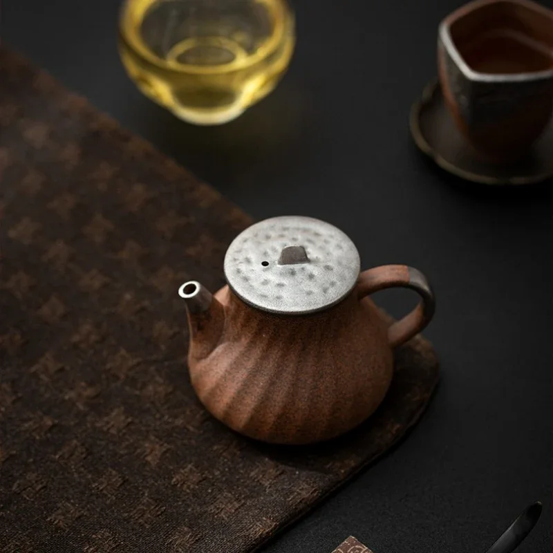 Textured Teapot with Gift Box Offers Elegant Brewing Suits Personal Tea Preparation Needs Home Drinking Utensils