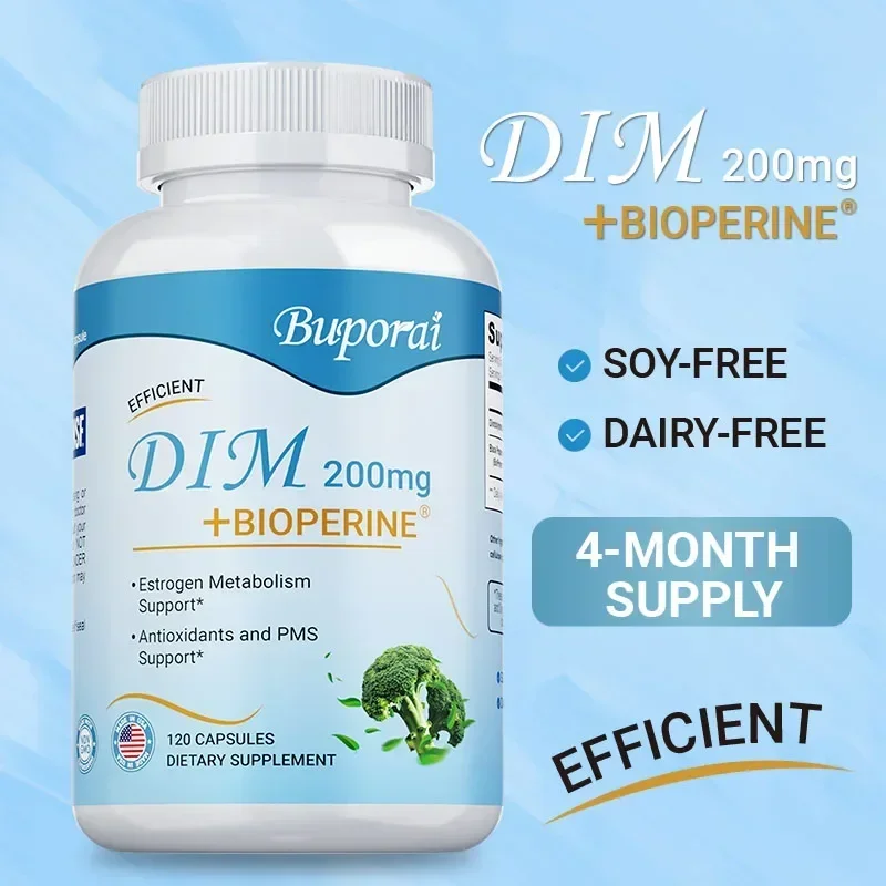

DIM + BIOPERINE - Antioxidant, Improves Skin Tone, Supports Prostate Health, Balances Hormones, Improves Digestion,Boosts Energy