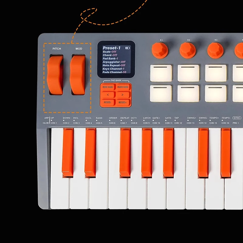 37 مفتاح MIDI لوحة المفاتيح المحمولة بلوتوث قرع الوسادة تحكم متعددة الوظائف منظم المركب قوة الاستشعار لوحات المفاتيح