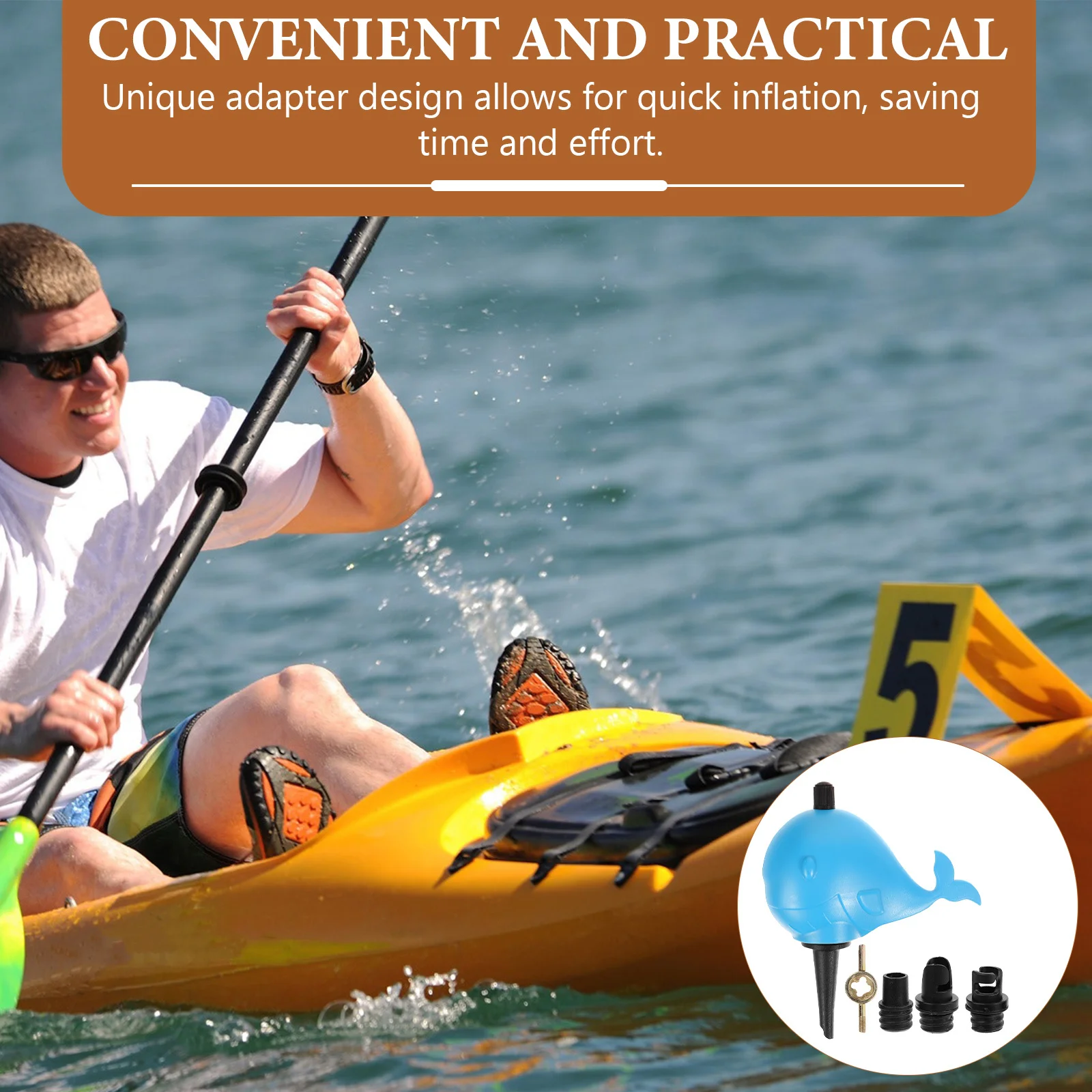 

1Set Air Pump Adapter Inflatable Devices Multi-Functional Kit Nozzles Metal Accessory Quick Inflation Durable Nylon Rubber