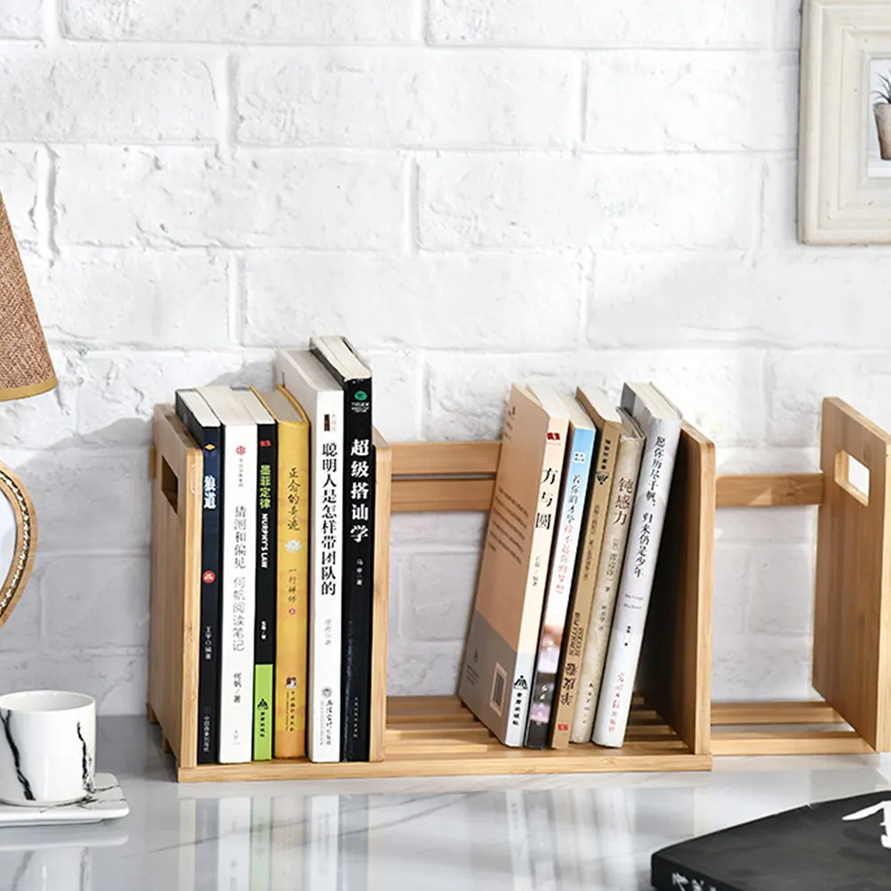 

1 шт. бамбуковая настольная полка для книг, расширяемая, выдвижная, регулируемая подставка для книг, органайзер для хранения книг, деревянный держатель для книг на рабочий стол