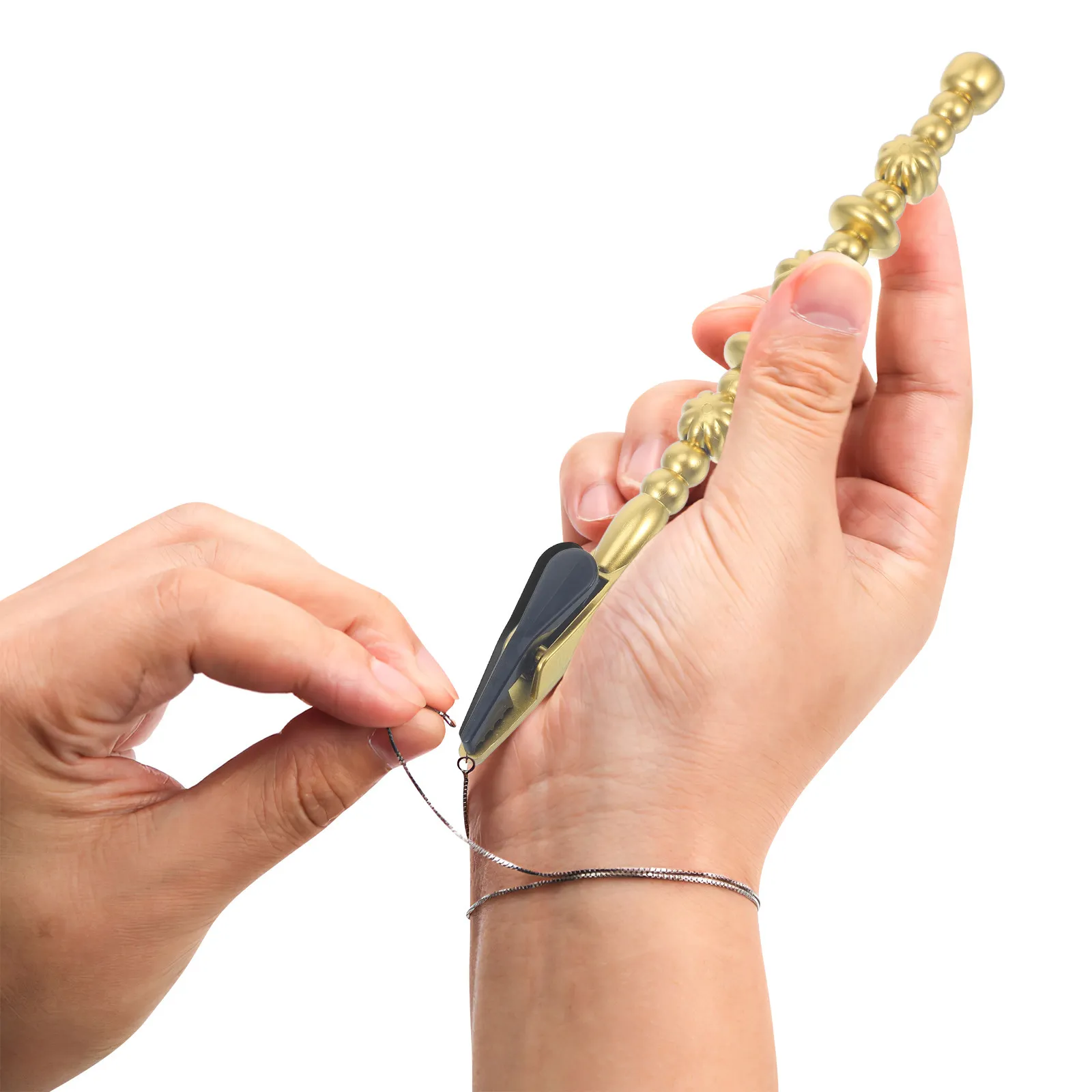 Bracelet Helper Gold Tone Jewelry Aid Tool for Tight Clasps Bracelets Watches Necklaces Easy Secure Fasten Unfasten Bracelet
