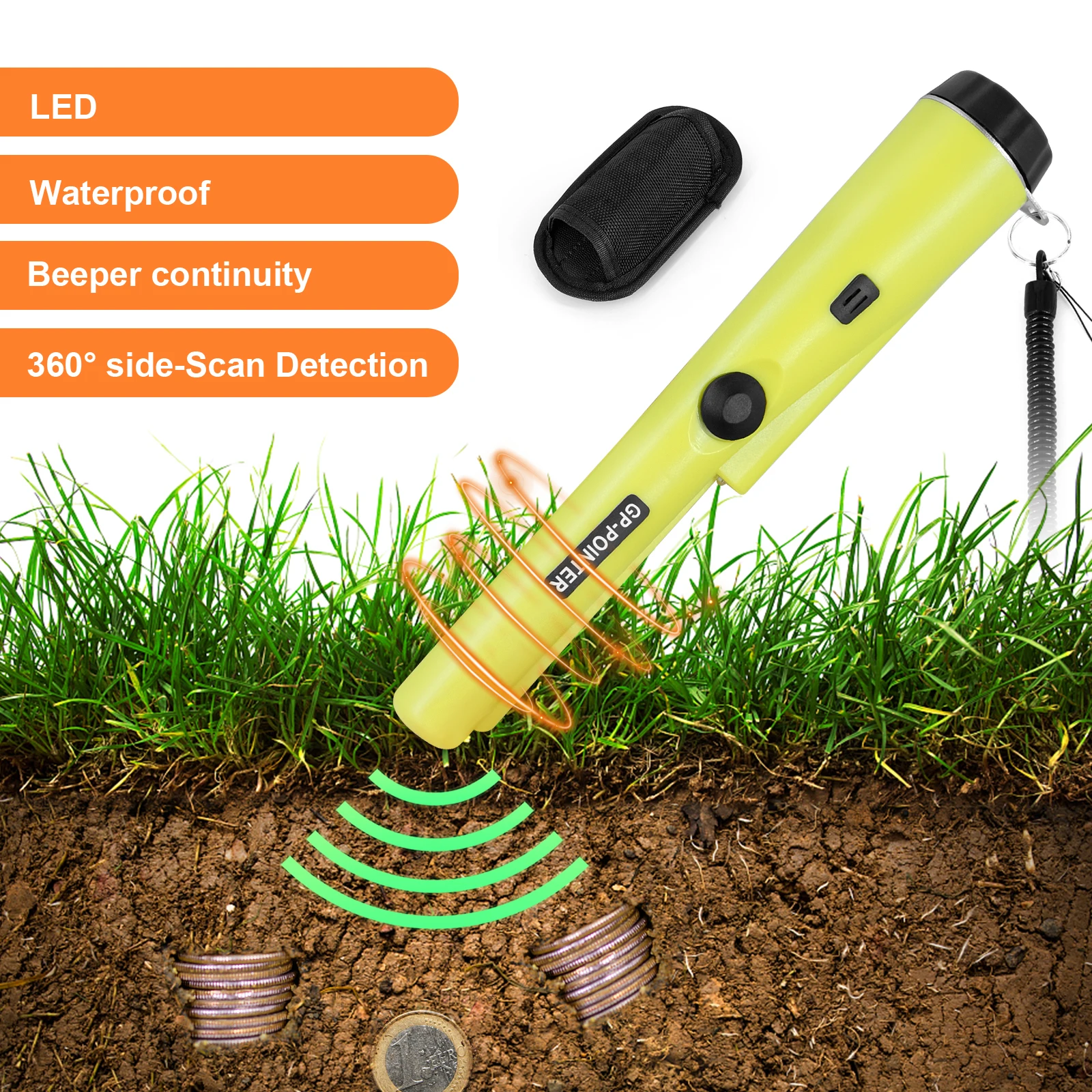 Handheld Metal Detector GP-Pointer Metal Finder 360° Scanner Industrial Underground Gold Detector Waterproof Metal Detection Pen