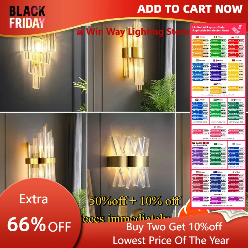 LED Luxury Crystal Wall Lamps For Living Room Hall Foyer Hotel Indoor Home Art Decor Wall Sconces Gold Bedside Lights Wall Light