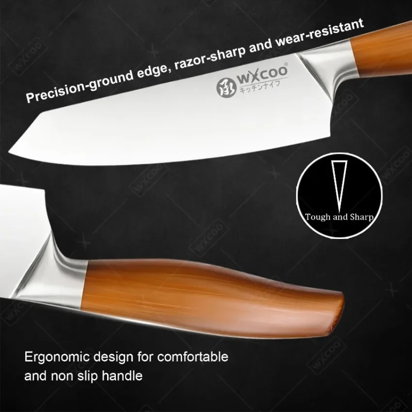 WXCOO Japanese Chef Knife Professional Kitchen Knives Cooking Meat Cleaver Butcher Knife Fish Fillet Slicing Santoku Knife