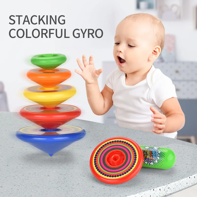 Novelty Stacked Spinning Top Launcher Gyroscope Set Stress Relief Toys for Kids Flying Stacking Gyroscopes Children Party Favor