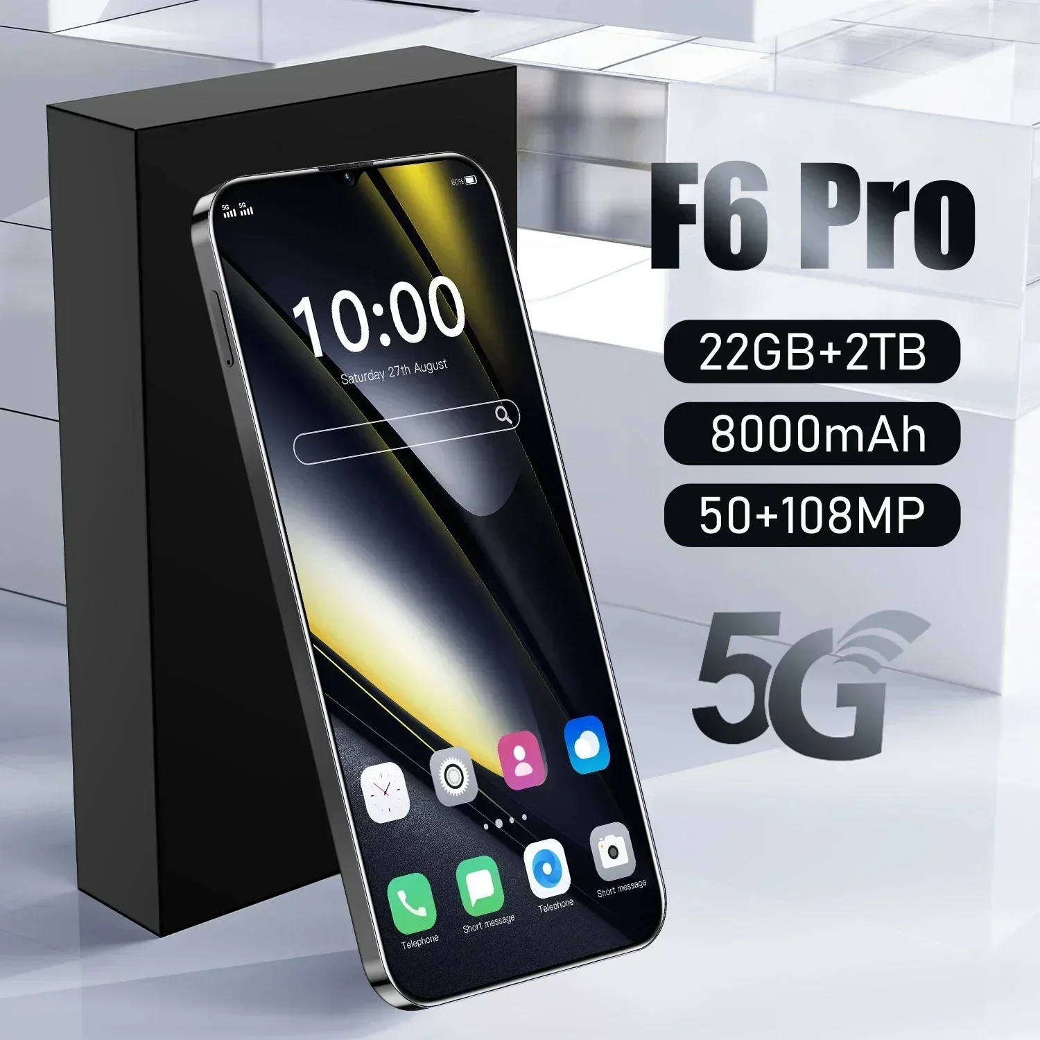 Original F6 RRO Smartphone 7.3inch Global Version 22G+2TB Snapdragon 8 gen3 Android14 50+108MP 4G/5G Cellphone Mobile Phone NFC