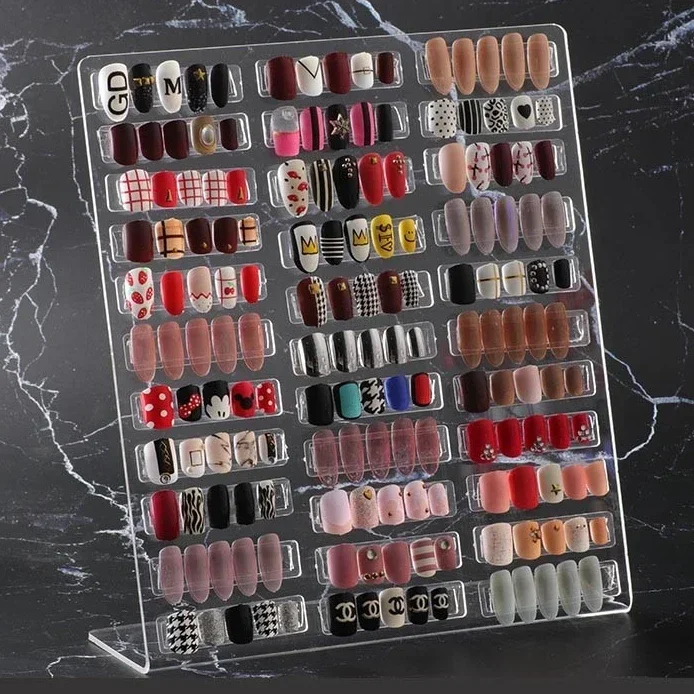 절묘한 대형 아크릴 네일 아트 디스플레이 보드, 투명 네일 젤 광택제, 선반 디스플레이 스탠드, 매니큐어, 1 개