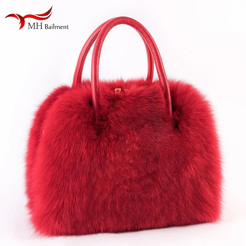 

Real Fox Fur Bag Winter Women's Plush Clutch Fashion Fur Tote Single Shoulder Bags Handbag Crossbody Bags Party Hand Bag Women