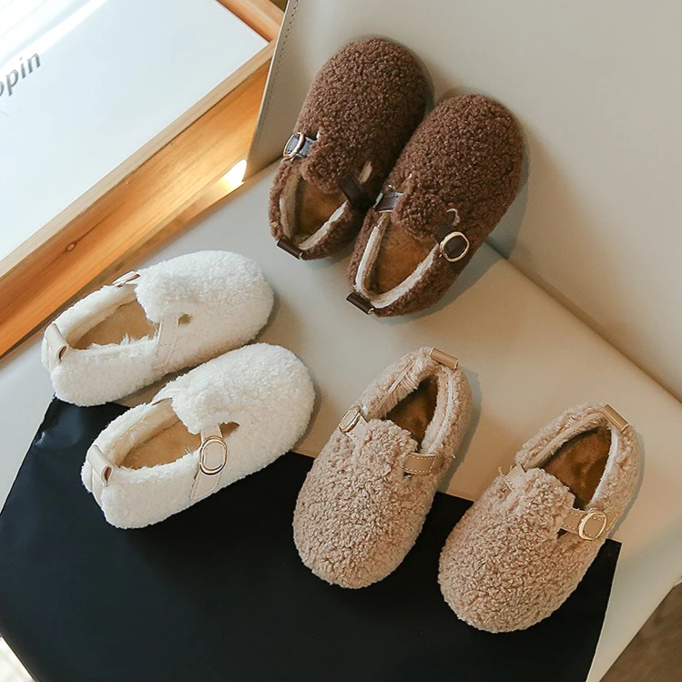 

Winter Kids Plush Warm Casual Shoes Fashion Cute Design Soft Sole Girls Indoor Cotton Slippers Non Slip Children Boy Cotton Shoe