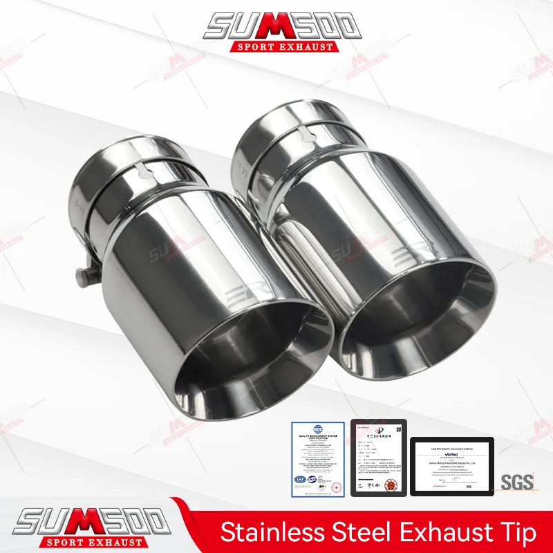 

Genuine SUMSOO1 Piece Top Quality 304 Stainless Steel Universal Exhaust System End Chrome Pipe+Car Exhaust Tip