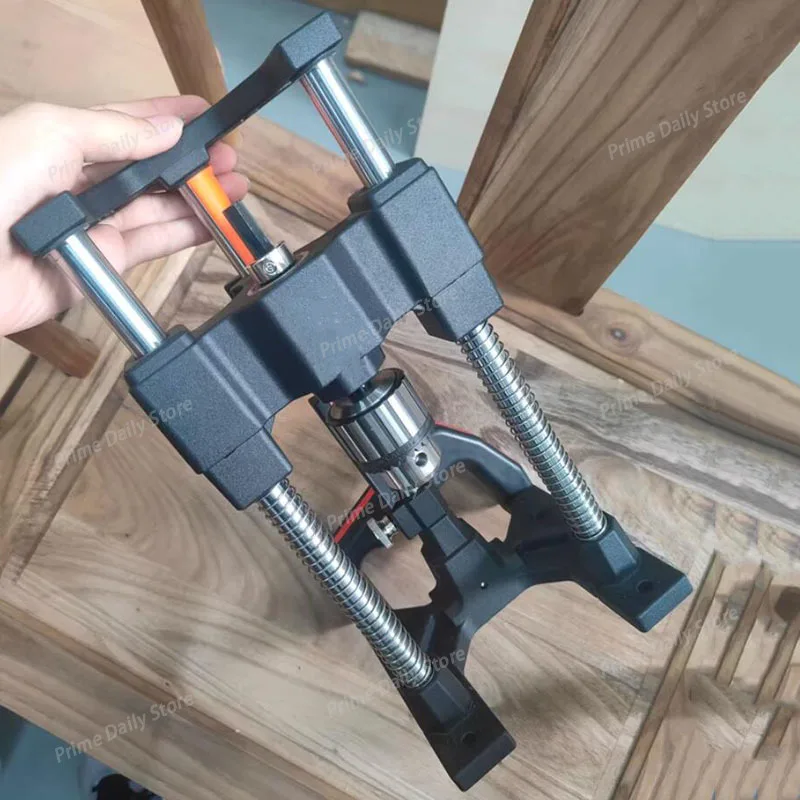 Aluminum alloy drill bracket for wood and metal (clamping range 1-10mm) - multi-angle drilling locator with calibrated scale