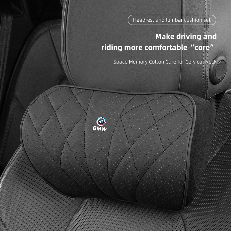 Car Memory Foam Neck Pillow Protection Lumbar Backrest Cushion For BMW 50th Anniversary X3 X5 X7 E39 E46 E90 E60 F10 F11 F20 F3