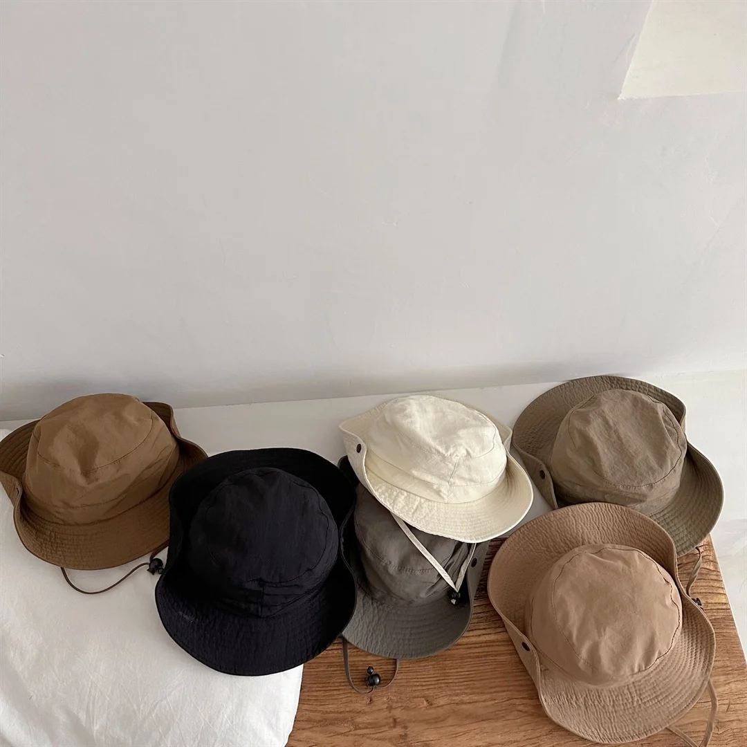 أطفال بلون المشي لمسافات طويلة صياد قبعة الأشعة فوق البنفسجية حماية الطفل دلو قبعة الشمس في الهواء الطلق التخييم الرقبة رفرف قبعة للأطفال بنين بنات