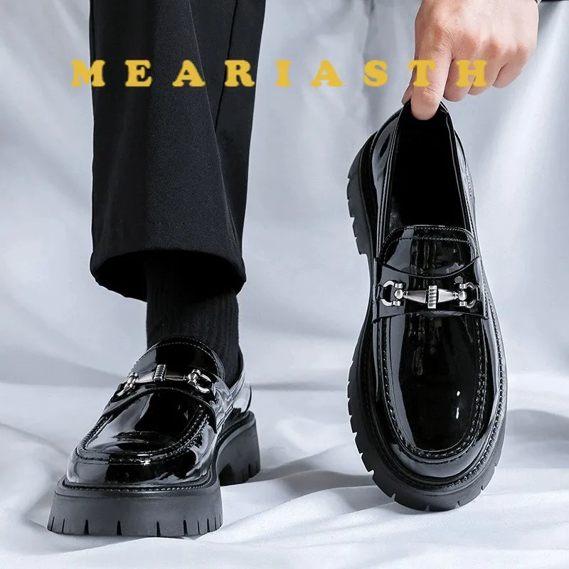 

Мужские модельные кожаные туфли с пряжкой Horse Street, мужские оксфорды высокого качества, офисные деловые туфли для свадебной вечеринки, большие размеры 38-48