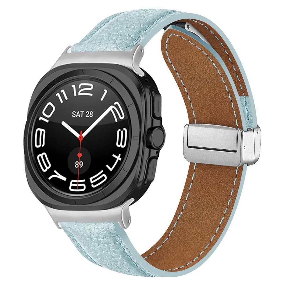 Magnetic Leather Strap For Samsung Galaxy Watch 7 Ultra 47mm Replacement Sport Bracelet for Galaxy Watch 47mm Band Accessories