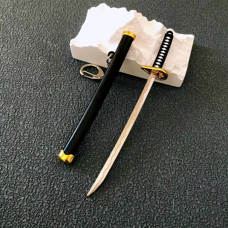 15cm Metal One Piece Katana Sword Mini Japanese Roronoa Zoro Katana One Piece Samurai Fake Knife Iron Alloy Real Sword Anime Toy