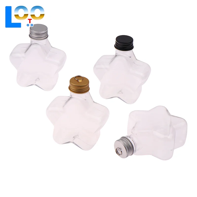 200ML Cute Star Plastic Bottle Clear Milk Tea Coffee Bottle Transparent Drinking Bottle Water Cup Juicing Beverage Bottles