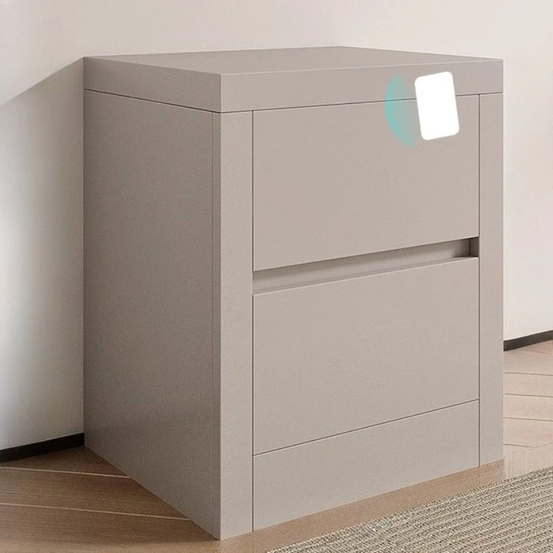 Solid Wood Concealed Anti Theft Bedside Table Multifunctional Safe Storage Cabinet Nightstands APP Lock And Magnetic Card Lock