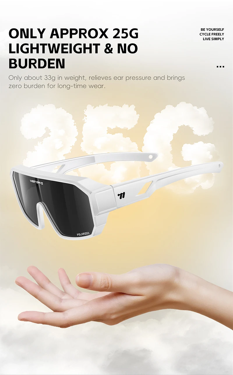 WEST BIKING Herren Großrahmige HD-Radsportbrille Kratzfeste Leichte 2-in-1 PC-Linse Lauf- und Fahrradzubehör – Detail 9
